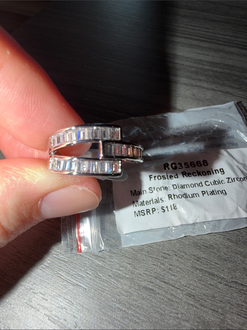 Size 8 CZ on Rhodium Ring - Picture 2 of 4